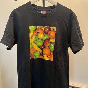 Supreme Black Tee with Fruit Print